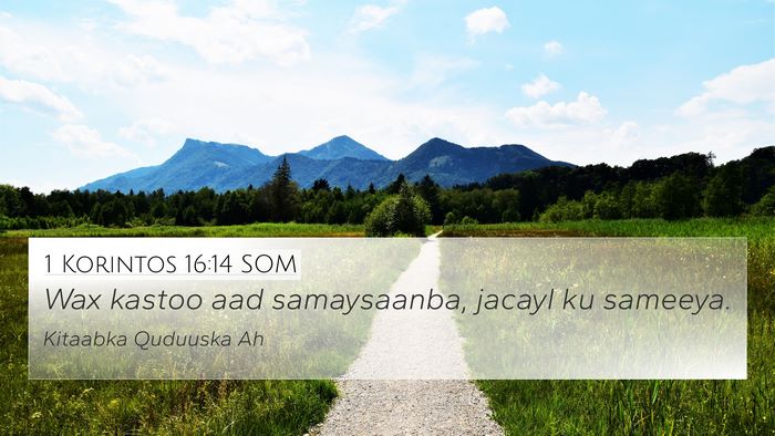 1 Korintos 16:14 SOM Bible Verse Image