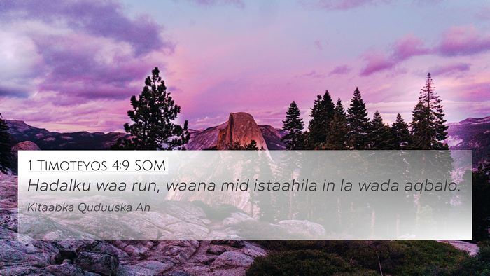 1 Timoteyos 4:9 SOM 4K Wallpaper - Hadalku waa run, waana mid istaahila in la wada - 4K Wallpaper Bible Verse