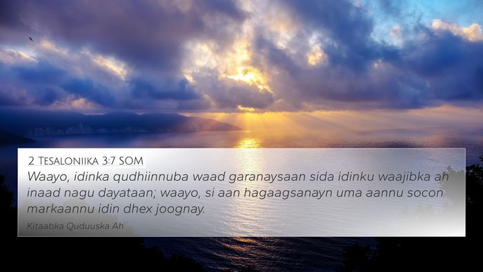 2 Tesaloniika 3:7 SOM Bible Verse Image