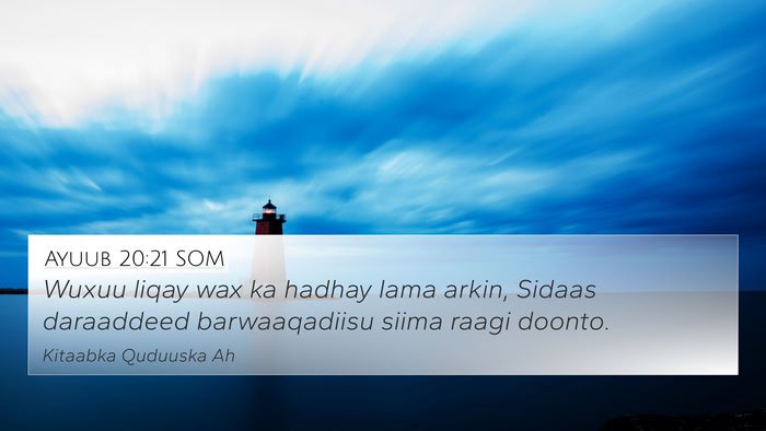 Ayuub 20:21 SOM 4K Wallpaper - Wuxuu liqay wax ka hadhay lama arkin, Sidaas - 4K Wallpaper Bible Verse