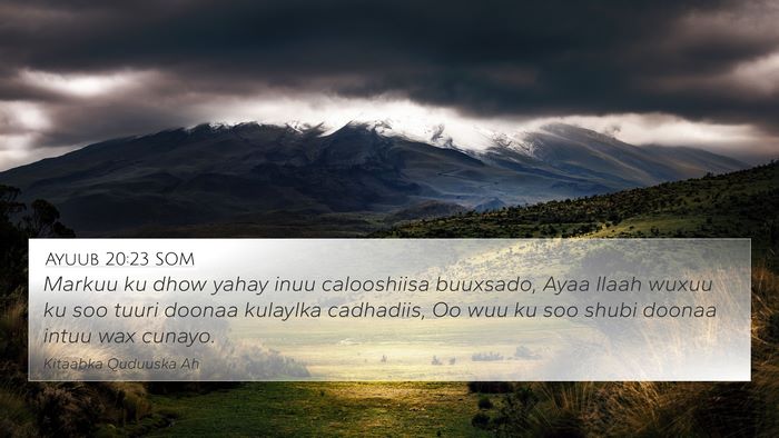 Ayuub 20:23 SOM Bible Verse Image