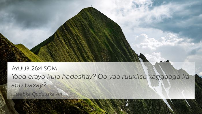 Ayuub 26:4 SOM 4K Wallpaper - Yaad erayo kula hadashay? Oo yaa ruuxiisu - 4K Wallpaper Bible Verse