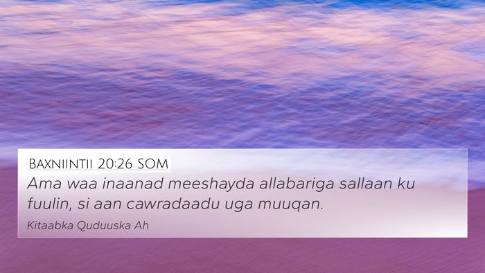 Baxniintii 20:26 SOM 4K Wallpaper - Ama waa inaanad meeshayda allabariga sallaan ku - 4K Wallpaper Bible Verse
