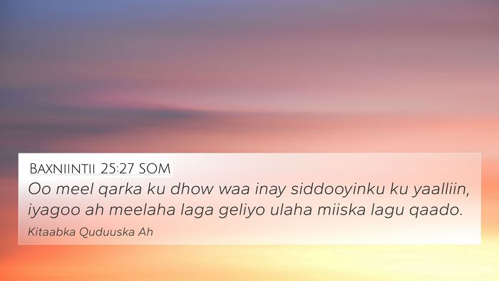 Baxniintii 25:27 SOM Bible Verse Image