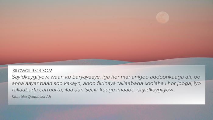 Bilowgii 33:14 SOM Bible Verse Image