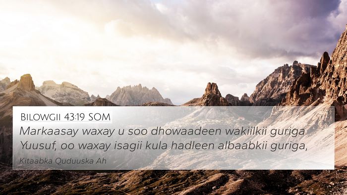 Bilowgii 43:19 SOM Bible Verse Image