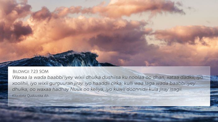 Bilowgii 7:23 SOM 4K Wallpaper - Waxaa la wada baabbi'iyey wixii dhulka dushiisa - 4K Wallpaper Bible Verse