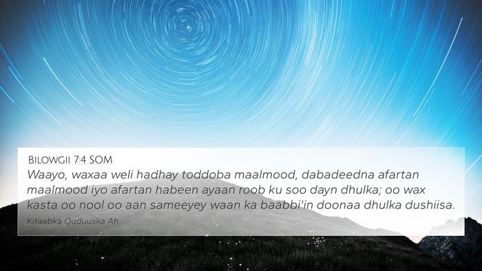 Bilowgii 7:4 SOM Bible Verse Image