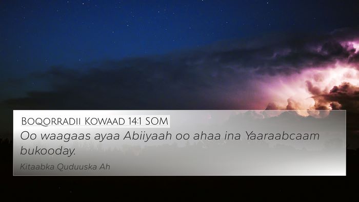 Boqorradii Kowaad 14:1 SOM Bible Verse Image