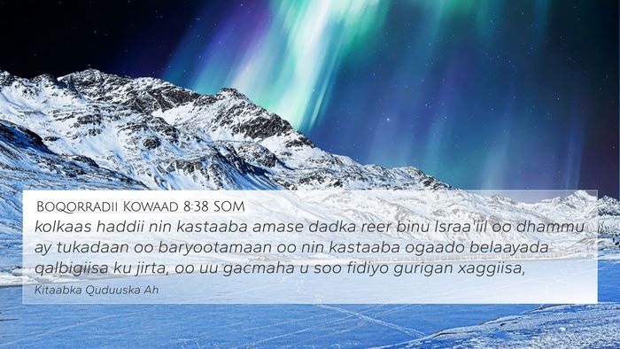 Boqorradii Kowaad 8:38 SOM Bible Verse Image