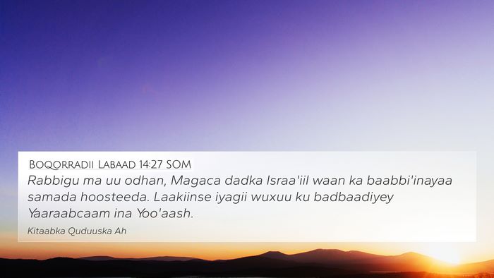 Boqorradii Labaad 14:27 SOM Bible Verse Image