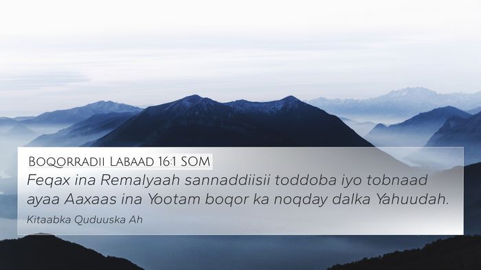 Boqorradii Labaad 16:1 SOM Bible Verse Image
