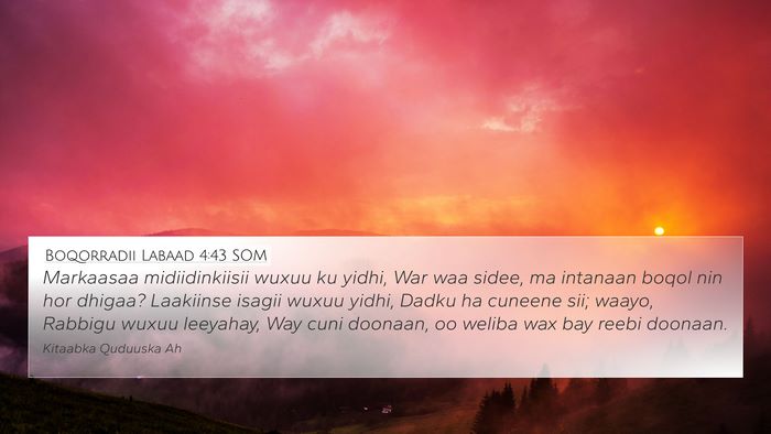 Boqorradii Labaad 4:43 SOM Bible Verse Image
