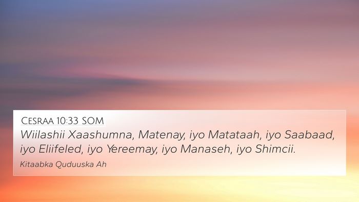 Cesraa 10:33 SOM Bible Verse Image