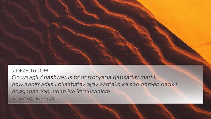 Cesraa 4:6 SOM Bible Verse Image