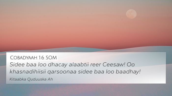 Cobadyaah 1:6 SOM 4K Wallpaper - Sidee baa loo dhacay alaabtii reer Ceesaw! Oo - 4K Wallpaper Bible Verse