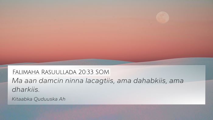 Falimaha Rasuullada 20:33 SOM Bible Verse Image