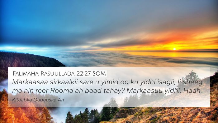 Falimaha Rasuullada 22:27 SOM 4K Wallpaper - Markaasaa sirkaalkii sare u yimid oo ku yidhi - 4K Wallpaper Bible Verse