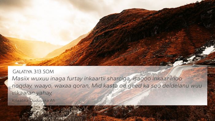 Galatiya 3:13 SOM Bible Verse Image