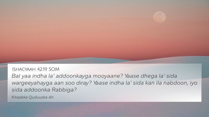Ishacyaah 42:19 SOM Bible Verse Image
