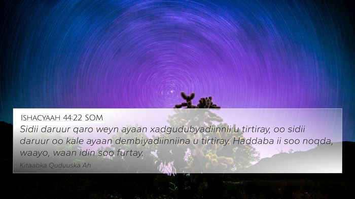 Ishacyaah 44:22 SOM Bible Verse Image