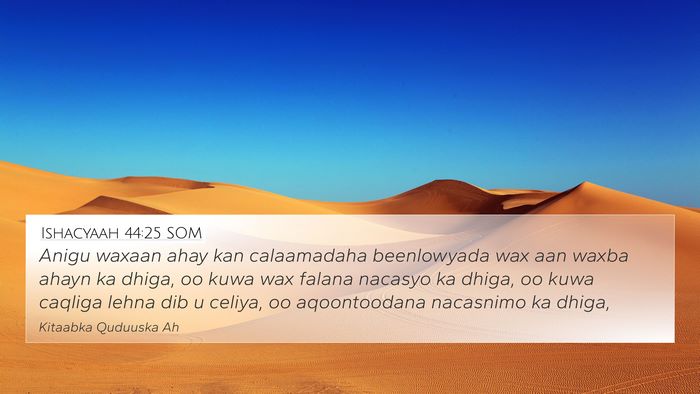 Ishacyaah 44:25 SOM Bible Verse Image