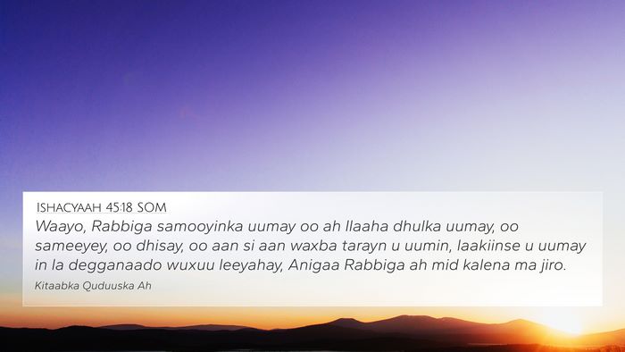 Ishacyaah 45:18 SOM Bible Verse Image