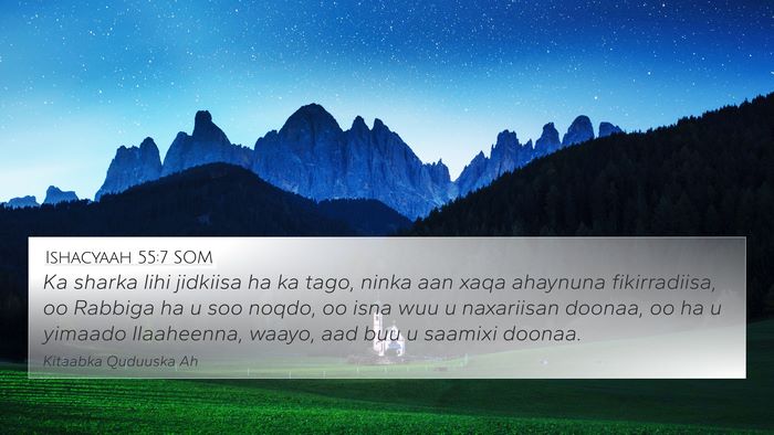 Ishacyaah 55:7 SOM Bible Verse Image
