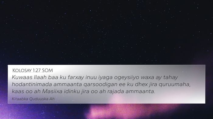 Kolosay 1:27 SOM Bible Verse Image