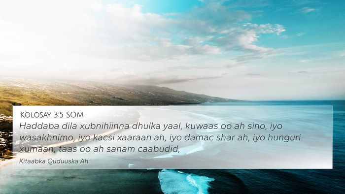 Kolosay 3:5 SOM Bible Verse Image