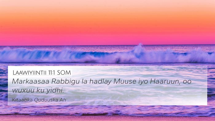 Laawiyiintii 11:1 SOM Bible Verse Image