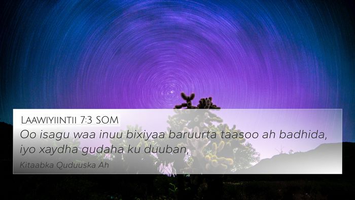 Laawiyiintii 7:3 SOM Bible Verse Image