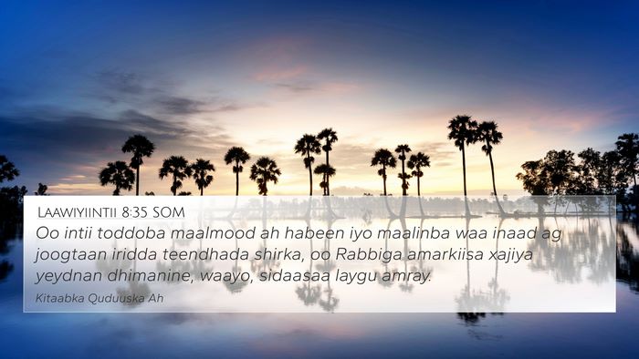 Laawiyiintii 8:35 SOM Bible Verse Image