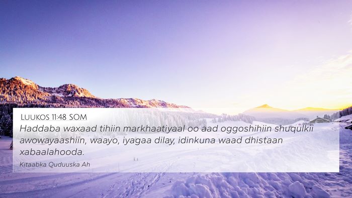 Luukos 11:48 SOM Bible Verse Image