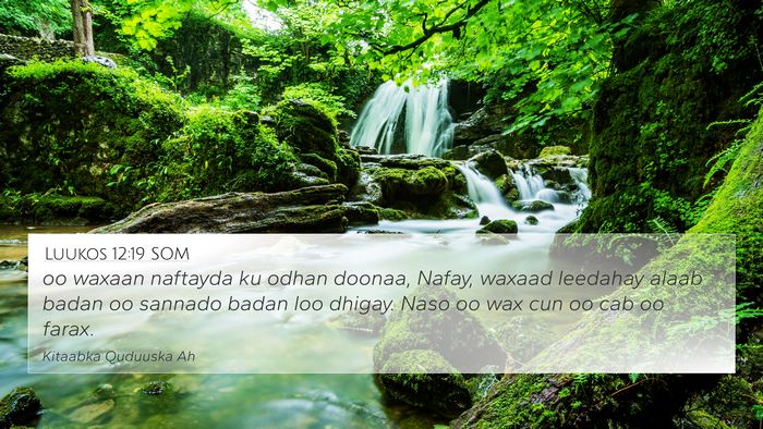 Luukos 12:19 SOM Bible Verse Image