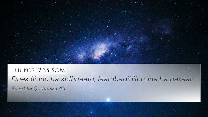 Luukos 12:35 SOM Bible Verse Image