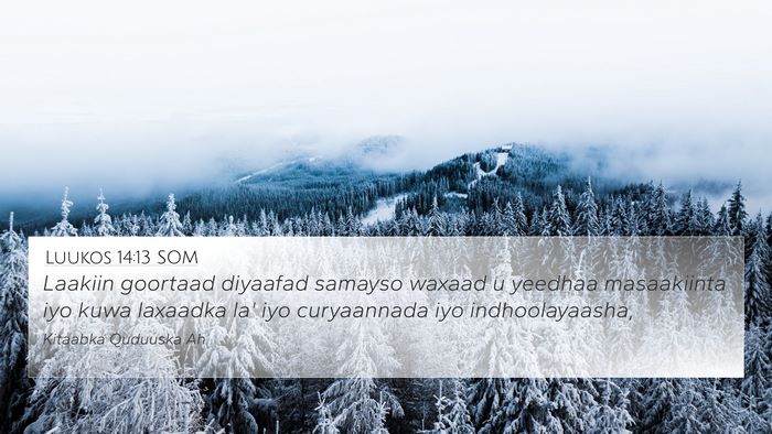 Luukos 14:13 SOM Bible Verse Image