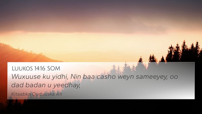 Luukos 14:16 SOM Bible Verse Image