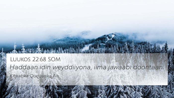 Luukos 22:68 SOM 4K Wallpaper - Haddaan idin weyddiiyona, iima jawaabi - 4K Wallpaper Bible Verse