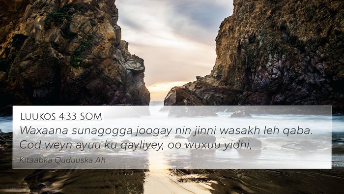 Luukos 4:33 SOM Bible Verse Image