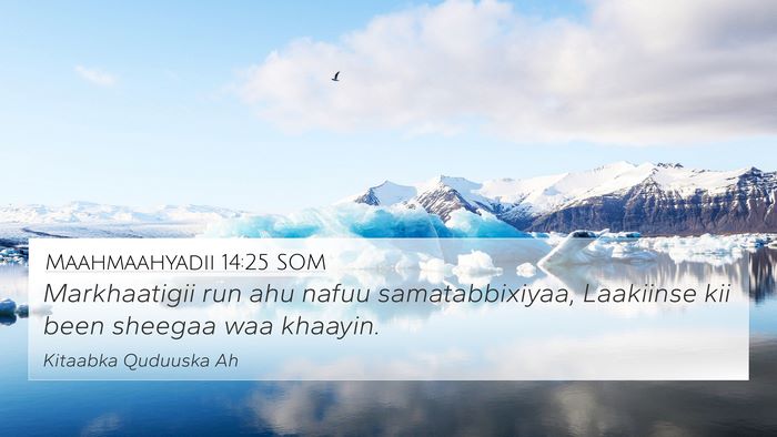 Maahmaahyadii 14:25 SOM Bible Verse Image
