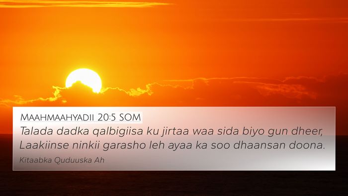 Maahmaahyadii 20:5 SOM Bible Verse Image