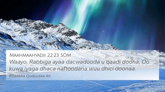Maahmaahyadii 22:23 SOM Bible Verse Image