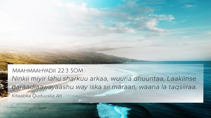 Maahmaahyadii 22:3 SOM Bible Verse Image