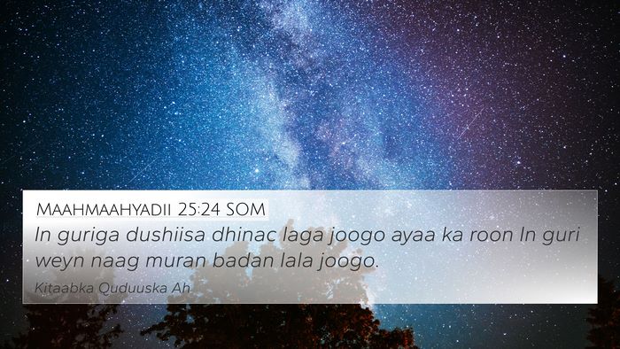 Maahmaahyadii 25:24 SOM Bible Verse Image