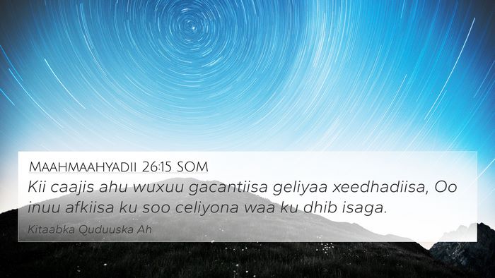Maahmaahyadii 26:15 SOM 4K Wallpaper - Kii caajis ahu wuxuu gacantiisa geliyaa - 4K Wallpaper Bible Verse