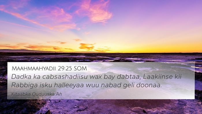 Maahmaahyadii 29:25 SOM Bible Verse Image