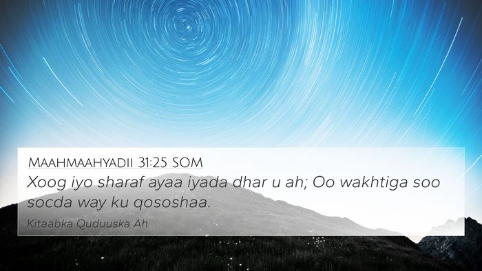 Maahmaahyadii 31:25 SOM 4K Wallpaper - Xoog iyo sharaf ayaa iyada dhar u ah; Oo wakhtiga - 4K Wallpaper Bible Verse