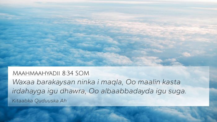 Maahmaahyadii 8:34 SOM Bible Verse Image