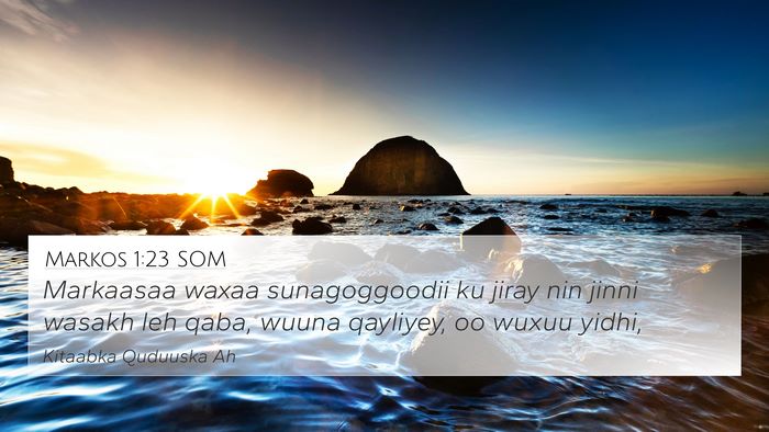 Markos 1:23 SOM Bible Verse Image